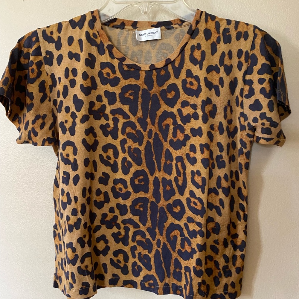 Saint Laurent Leopard Print T-Shirt